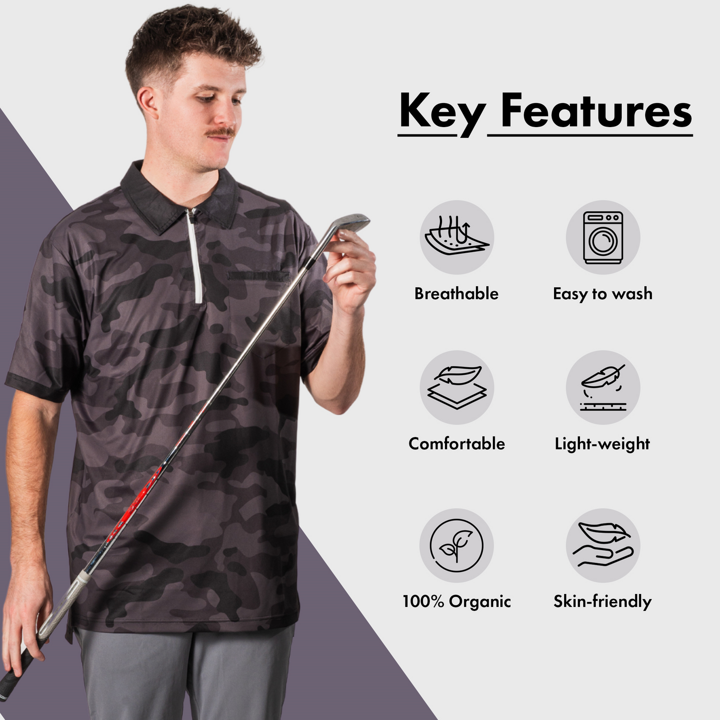 BoBo Zipper Polo Tshirt Dark Brown